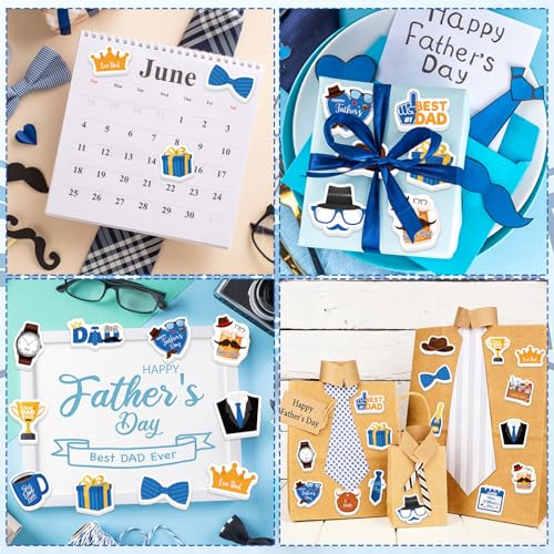 300Pcs Father's Day Foam Stickers, Cute Beard Tie Dad Foam Sticker Self Adhesive Fathers Day Stickers for Father's Day DIY Arts Crafts Party Favors School Activity Reward - style: Father's Day