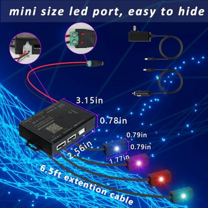 AZIMOM Split Starlight Headliner Kit 1500pcs 0.02in 6.5ft, 2026 Updated 4Color Fiber Optic Light Sound-Activated APP& Remote Control Starlight Engine End Glow Fiber Strands - size: 1500pcs*0.02in*6.5ft
