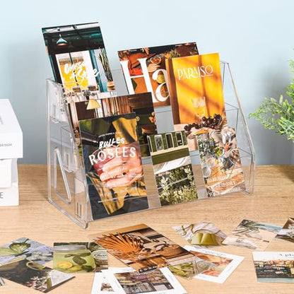 CELSOL Upgraded 3 Tier Acrylic Card Display Stand, Clear Display for Trading Cards, Greeting Cards, Sports Cards, Postcards, Stickers & Brochures, Easy Snap-On, Increased Height & Thickness for Better Presentation - size: 3 Tier 1 Pack