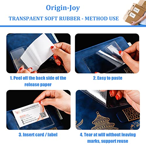 Origin-Joy 25 PCS Self-Adhesive Index Label Pockets, Clear Plastic Peel & Stick Card Holders with Top Open for Loading (2.125 x 3.37 inch - Bank Cards Exclusive) - size: 2.125 x 3.37 inch, style: Vertical