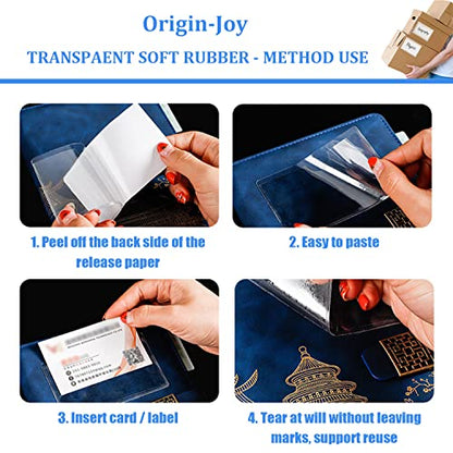 Origin-Joy 25 PCS Self-Adhesive Index Label Pockets, Clear Plastic Peel & Stick Card Holders with Top Open for Loading (2.125 x 3.37 inch - Bank Cards Exclusive) - size: 2.125 x 3.37 inch, style: Vertical