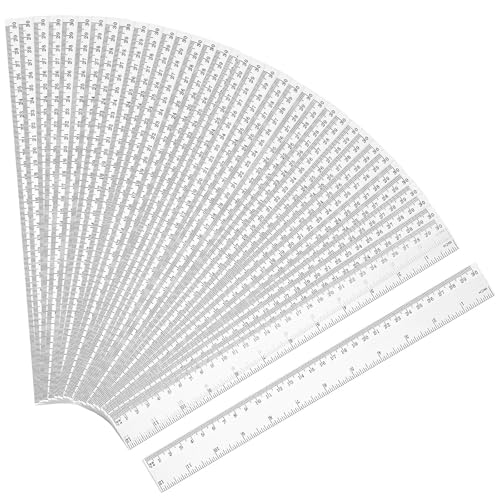 Eboot 50 Pack 12 in Clear Plastic Rulers Bulk for Classroom, School, Office - color: Clear