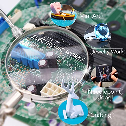 RamPro - Helping Hand Magnifier Glass Stand - Magnifying Lens, Perfect for Soldering, Crafting & Inspecting Micro Objects - size: 3X Magnification - With LED Light
