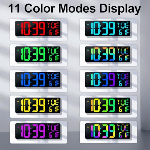 17.2" Large Digital Wall Clock with Bluetooth Auto Sync Time Big Timer - color: Black Shell