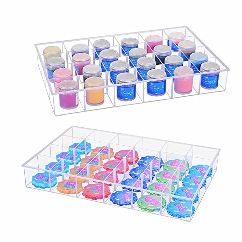 2 Pack Fixed 24 Grids Clear Plastic Organizer Sorting Tray - size: Fixed 24 Grids