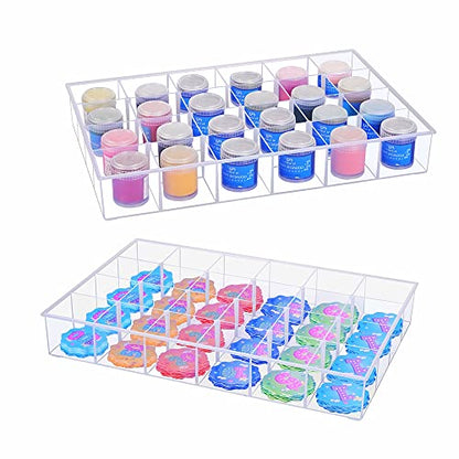 2 Pack Fixed 24 Grids Clear Plastic Organizer Sorting Tray - size: Fixed 24 Grids