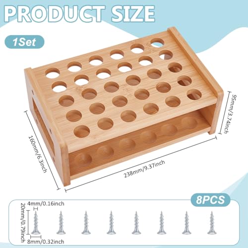 UNICRAFTALE Wood Test Tube Rack 30-Holes Rectangle Lab Rack Cylinder Tube Display Racks 22mm Diameter Lab Supplies Tubes Holder Rollerball Perfume Organizer for Chemistry Laboratory 9.4x6.3x3.7 Inch - size: 23.8x16x9.5cm