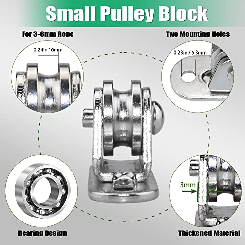 FONUNO Small Pulley Block Silent Wall Mount Pulley, 2 Pack