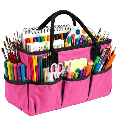 ZKOO Art Craft Organizer Tote Bag, Desktop Tote and Organizer Pink - color: Pink