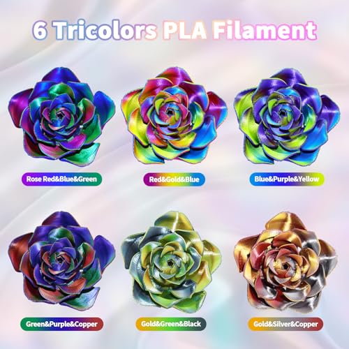 YOUSU 3D Printer Filament 1.75MM Silk PLA Filament Rainbow Color, 10 * 250g Pack Filament Bundle for 3D Printer. - color: 1-rainbow Color Pack