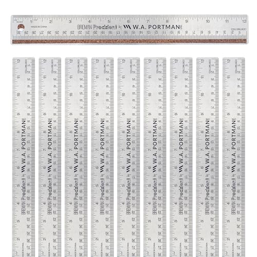 WA Portman Metal Ruler 12'', 10pc Corkback Stainless Steel, Metric Ruler - size: 12" 10 PACK