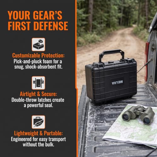 MEIJIA Portable All Weather IP67 Waterproof Protective Case,Hard Camera Case,Dry Case with Customized Foam,Fit Use of Drones,Camera,Equipments,Elegant Black (9.17inch x 7.56inch x4.33inch) - size: 9.17" x 7.56" x 4.33"