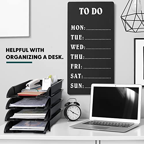 Fainne 8 Pcs Stackable Paper Trays Organizer Letter Tray for Desk, Black - color: Black