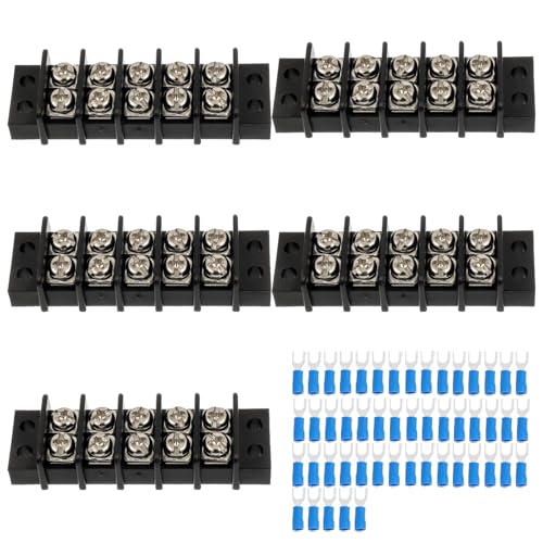 5PCS 5 Circuits Dual Row Screw Terminals Strip with 50PCS Connector - style: 5 Circuits