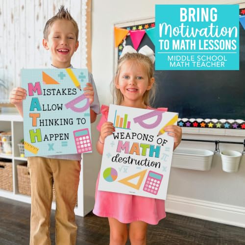 6 Math Posters - Motivational Math Posters for Elementary & Middle School - color: Colorful Pastel