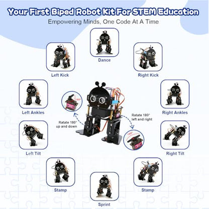 4 DOF ESP32 Robotic Arm Kit & Bipedal Robot Kit Compatible with Arduino IDE, Electronic Programming Project/STEM Education/Science Coding Kit for 12+ Teens & Adults Unique Gifts