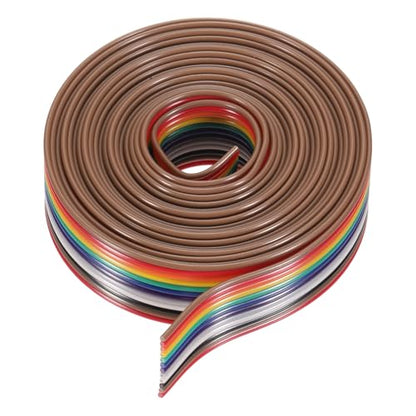 MECCANIXITY 1 Pcs 12 Pin Flat Rainbow Ribbon Cable 6.6 Ft 1.27mm Pitch Breadboard Jumper Wires for Electronic Projects - size: 6.6 Ft, style: 12P