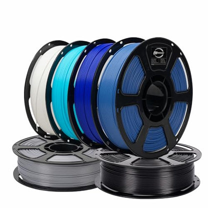 PLA Plus1.75mm 6KG Bundles Blue Series PLA+ 3D Printer Filament - color: Pla-(1kg*6 Plus Royal Blue+black+navyblue+iceblue+white+silvergray)