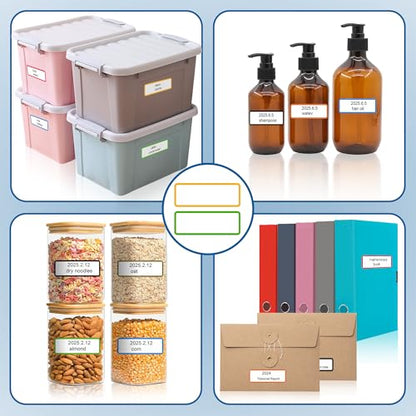 500 Pcs 1×3 Inch Removable Freezer Labels, Waterproof, Oil & Tear Resistant, No Residue Writable Stickers for Food Containers, Jars, Pantry and Meal Prep (Bright-Blank)
