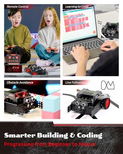WhalesBot Rocky Coding Robot Car Kit for Kids 8-12 12-16, STEM Educational Engineering Toy, Scratch Python C Programming & Remote Control, Science Gift for 8 9 10 11 12+ Year Old Boys Girls