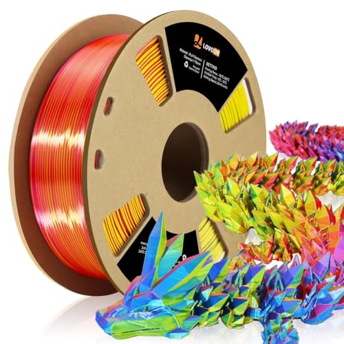 LOVOON Tricolor PLA Filament, Silk PLA Filament 1.75mm, Red Yellow Blue 1kg - color: 3colors Silk Blue/Yellow/Red, size: 1 kg