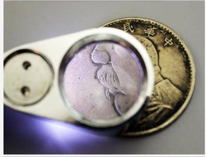 Othmro 1Pcs 40X Magnifying Glass with Light, Diameter 0.98inch Metal LED Illuminated Jewelry Magnifier, Pocket Folding Magnifying Glass, Round Mini Microscope Jewelers Eye Loupe Gauge for Stamps Black - color: B 40x/25mm