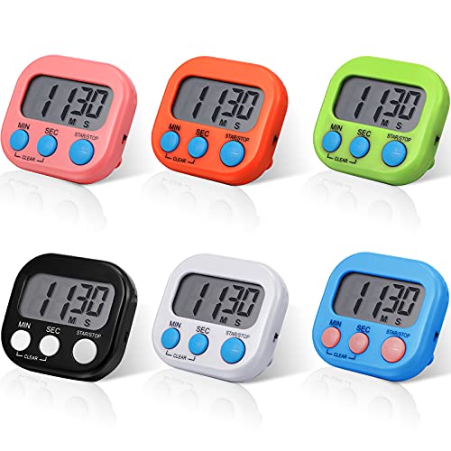 Weewooday 6 Pcs Multi-func Electronic Kitchen Classroom Timer, 6 Colors - color: 6 Colors
