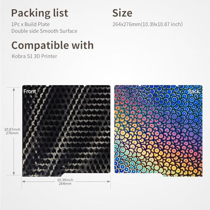 Double Sided Smooth Build Plate for Kobra S1 264x276mm - style: 264x276mm Colorful+Black