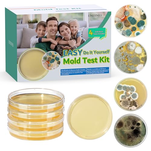 Mold Test Kit for Home - 4 Simple Detection Tests for HVAC, Surfaces & Indoor Air Quality, DIY Black Mold Detector Testing kit at Home, with Detailed Identification Guide & Free Lab Analysis - style: 4 Test Plates