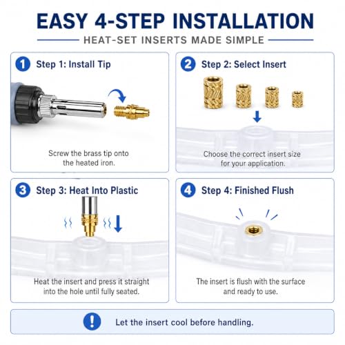 M4 Heat Set Insert Kit for 3D Printing, Threaded Inserts Inserts Screw Kit - size: M4