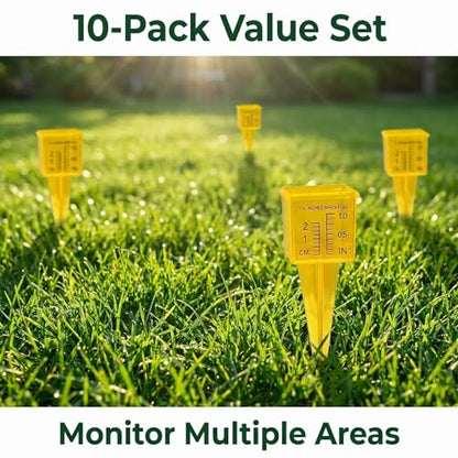 10Pack 1.5" Plastic Rain Gauge, Bright Yellow Rain Catcher