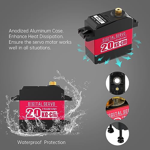 20KG RC Servo High Torque Servo Motors, Waterproof Full Metal Gear Steering Servo for 1/6 1/8 1/10 1/12 RC Car Robot DIY, Digital Servo with 25T Servo Horn, Control Angle 270° - style: 20KG-270°