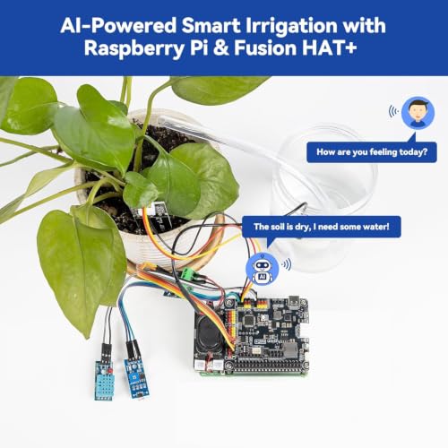 SunFounder Fusion HAT+ Expansion Board for Raspberry Pi 5/4/3B+/Zero 2W, 4 DC Motor Drivers, 12 PWM Servo, ADC, Speaker & Mic, Works with AI LLMs（ChatGPT/Gemini）