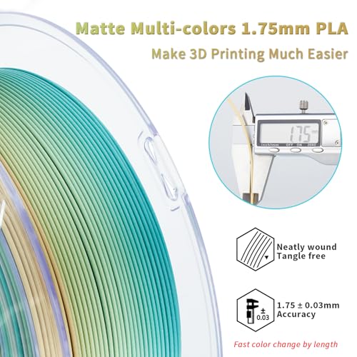 ZIRO Fast Gradient PLA, Matte Multi Colors 3D Printer Filament 1kg, Beach - color: Beach(matte)
