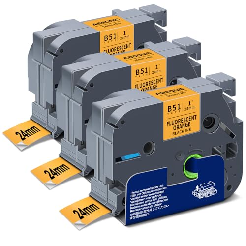 Absonic Tz-B51 Orange 1 Inch Tze Label Tape Replace for Brother Ptouch TZe-B51 24mm 0.94 Laminated Tape for PT-D610BT PTD600 PTP710BT PT-P750W PT-P700 Label Maker, Black on Fluorescent Orange, 3-Pack - color: Black on Fluorescent Orange