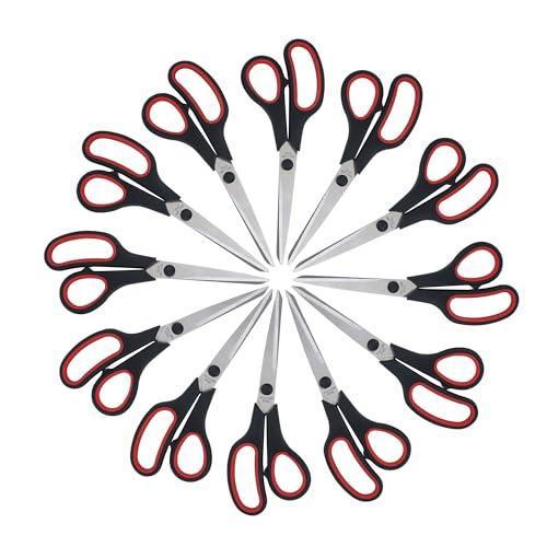 Lichamp 12pc 8.5" Multipurpose Scissors Comfort Grip Office/School/Home/Art
