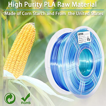 PLA 3D Printer Filament, PLA Filament Silk Green Shiny Blue PLA Filament 1.75mm +/- 0.02mm, 3D Printing Filament 1kg/2.2lbs - color: Silk Shiny Blue Green