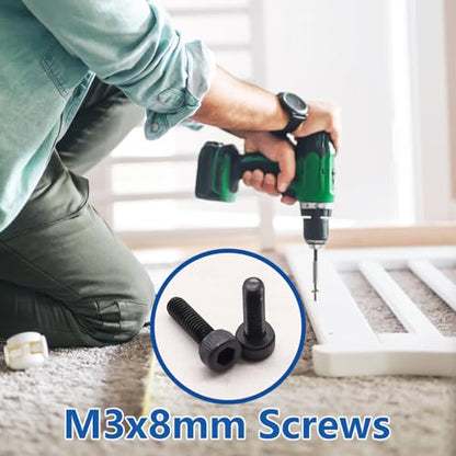 300PCS M3 x 8mm Hex Socket Head Cap Screws with Nuts and Washers, 12.9 Grade Alloy Steel M3 Bolts with Hex Wrench - color: BK-M3 x 8mm