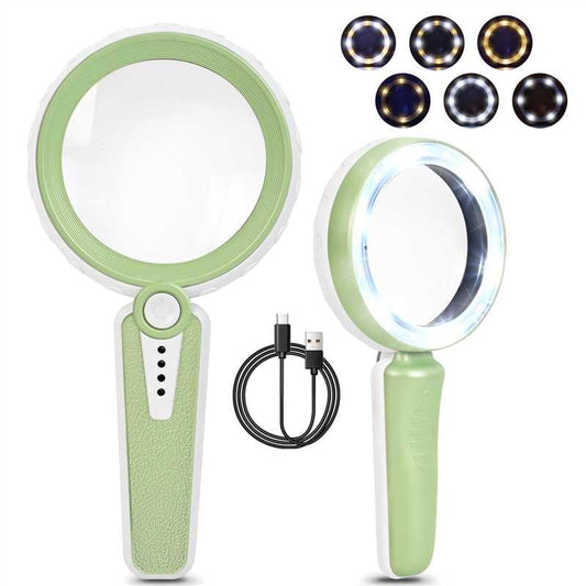 Magnifying Glass with Light, Rechargeable Magnifier for Seniors, Reading - color: Green