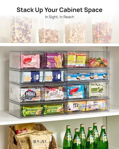 Vtopmart Clear Stackable Storage Drawers Set of 4, Plastic Organizer Bins - style: 2 Small+2 Wide