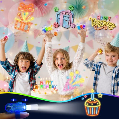 24Pcs Neon Happy Birthday Party Favors LED Finger Lights for Kids Ages 3-12 - style: Birthday neon