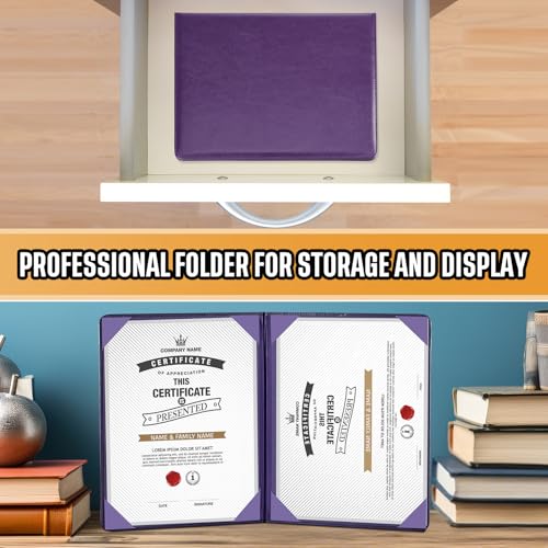 Tenare 10 Pcs Purple PU Leather Certificate Cover Diploma Folder Holder - color: Purple