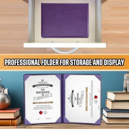 Tenare 10 Pcs Purple PU Leather Certificate Cover Diploma Folder Holder - color: Purple