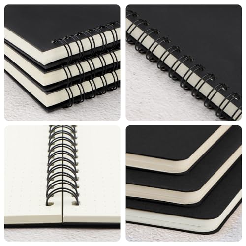 EUSOAR Spiral Notebook, A5 6Packs 5.5"x8.3" 120 Pages Dot Grid Spiral Journaling Notebooks, Dotted Journal Notebook for Women Men Sketching Math Drawing College Office Note Taking Writing-Black - size: A5, style: Dotted