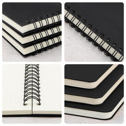 EUSOAR Spiral Notebook, A5 6Packs 5.5"x8.3" 120 Pages Dot Grid Spiral Journaling Notebooks, Dotted Journal Notebook for Women Men Sketching Math Drawing College Office Note Taking Writing-Black - size: A5, style: Dotted