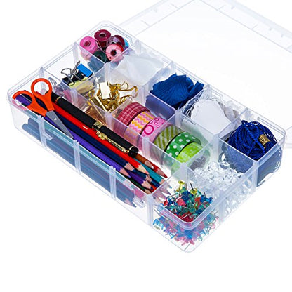 Outus 15 Grid Washi Tape Organizer Adjustable Clear Plastic Storage Box