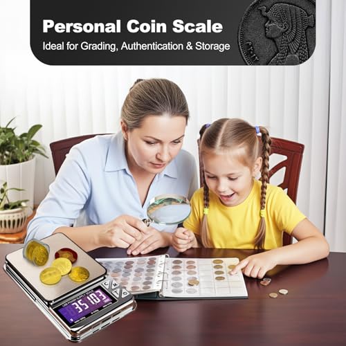 MEIYA Coin Scale, 600g x 0.01g Jewelry Scale with 7 Units & 3 Charging Interfaces, Digital Portable Pocket Gram Scale for Coin Collectors, Jewelers, Gold, Silver Dollar