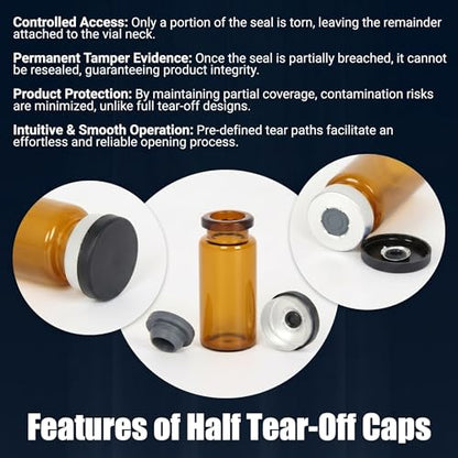 100 Pack 10ml Amber Glass Vials with Black Caps, 2.5 Dram Headspace Vials - color: Amber Vial Black Cap, size: 10ml