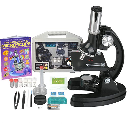 AmScope M30-ABS-KT2-WM 1200X 52 pc Microscope Science Kit + World of The