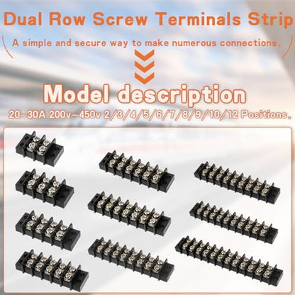 2Pcs 12 Circuits Dual Row Screw Terminal Strip with 66Pcs Connector - style: 12 Circuits
